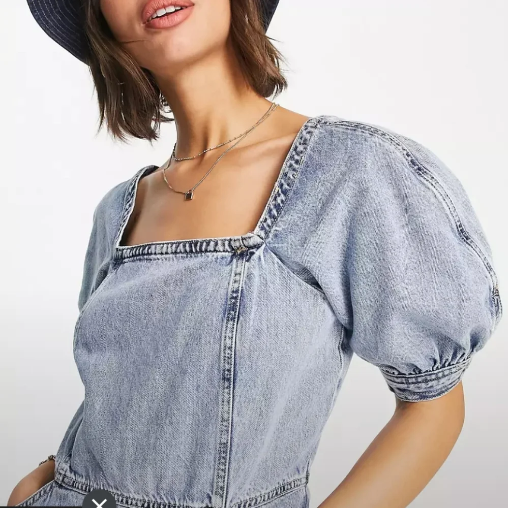 MANGO Puff Sleeve Denim Dress - Picture 2 of 7